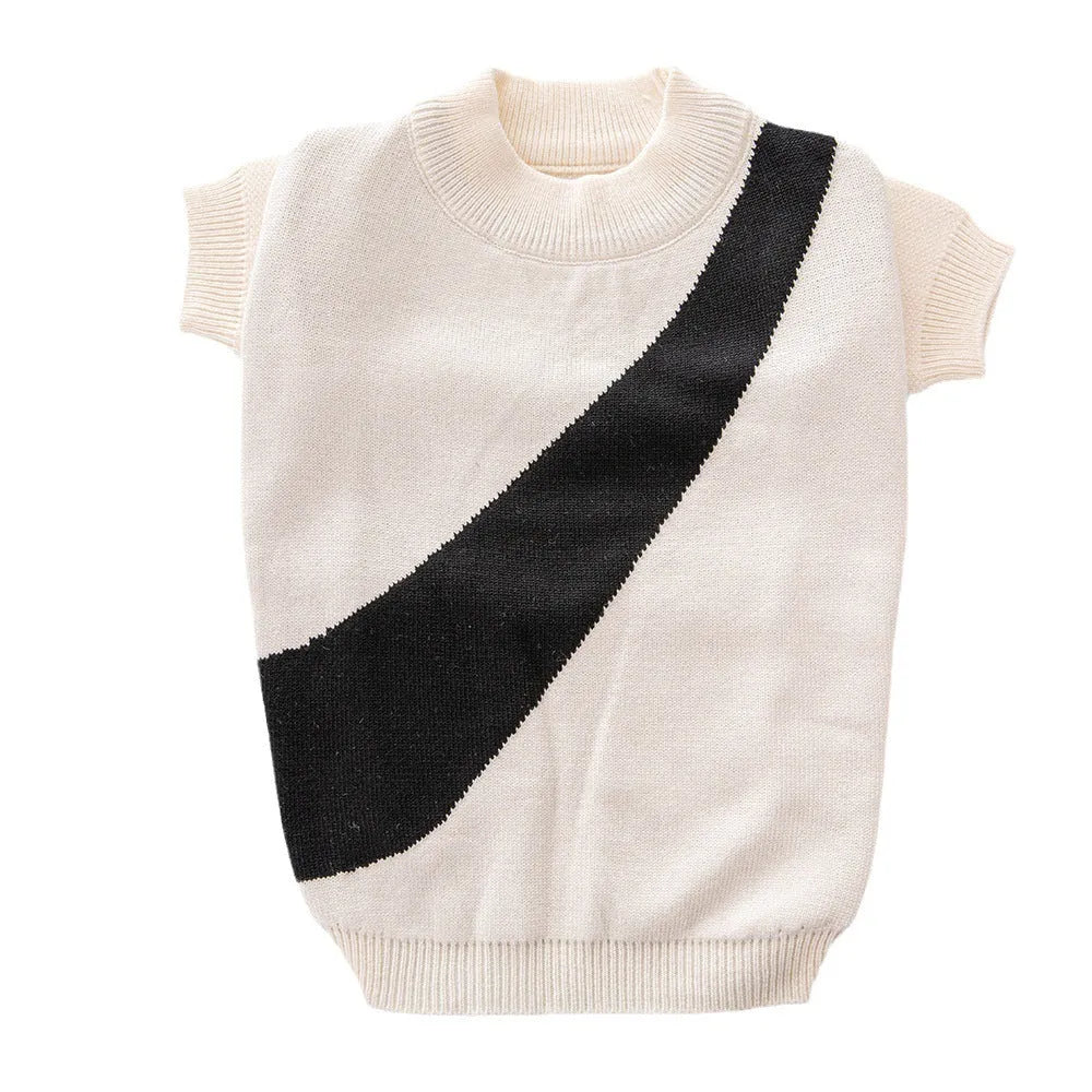 Wool knit sweater for a corgi or poodle dog on a hanger, showing colour options: black, orange red, pink, milky white, light green, sapphire blue.
