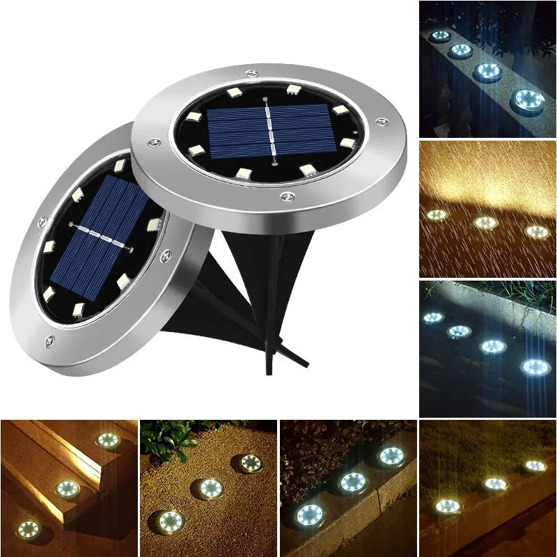 Solar stainless steel underground outdoor ground lawn garden lamp with flush installation design