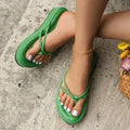Thick sole flip-flops with herringbone pattern PU upper in multiple colour options