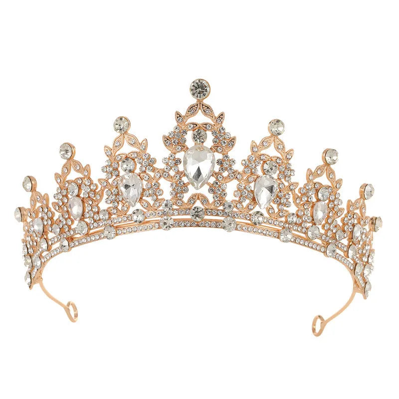Baroque bride headdress crown with rhinestone detailing in silver and gold colour options