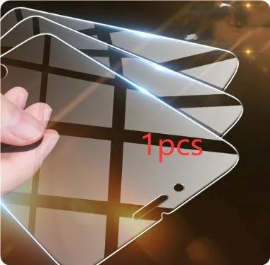 Tempered glass screen protector for iPhone with anti-fingerprint coating next to an iPhone 12.