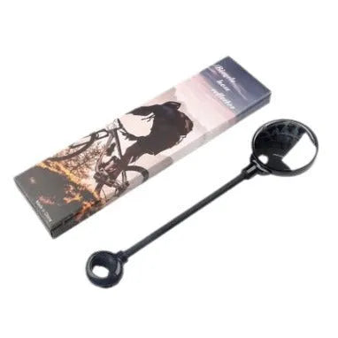 Hose adjustment bicycle rearview mirror in black colour with metal construction for universal handlebar fit
