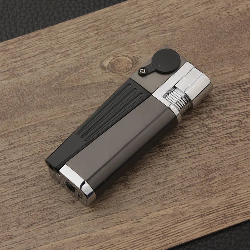 Pipe lighter 2-in-1 foldable metal butane lighter with square cover, zinc alloy and ABS construction