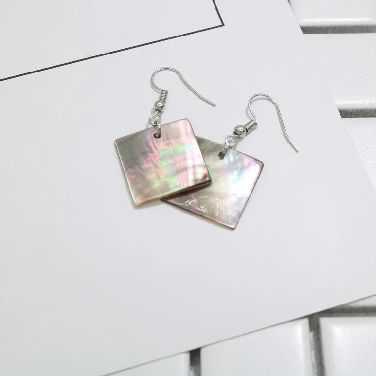Women's geometric shell earrings with rectangular or panther patterns