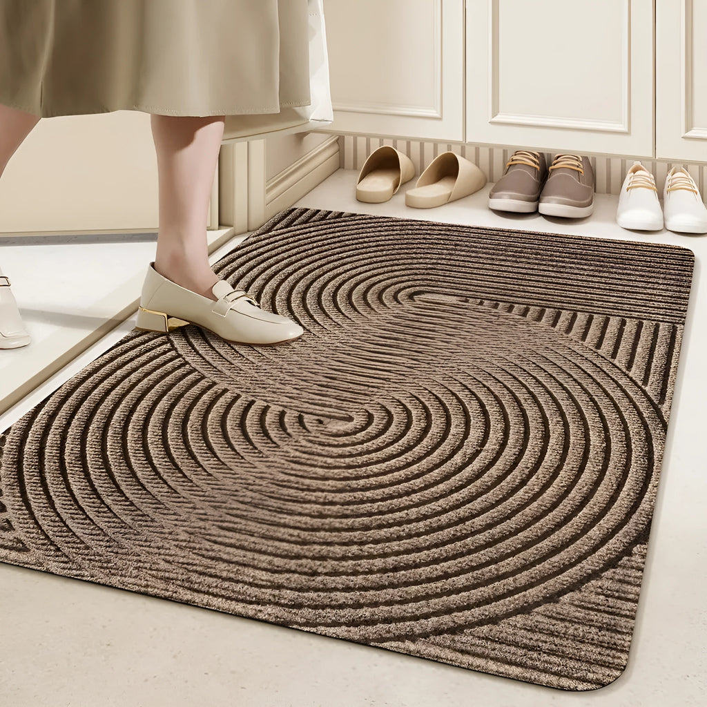 Silk ring entrance carpet with Alien shape and cartoon pattern in blue colour, 60x90cm dimensions