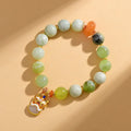 Handmade green milk-in-water jade retro geometry bracelet 10mm beads women's jewellery