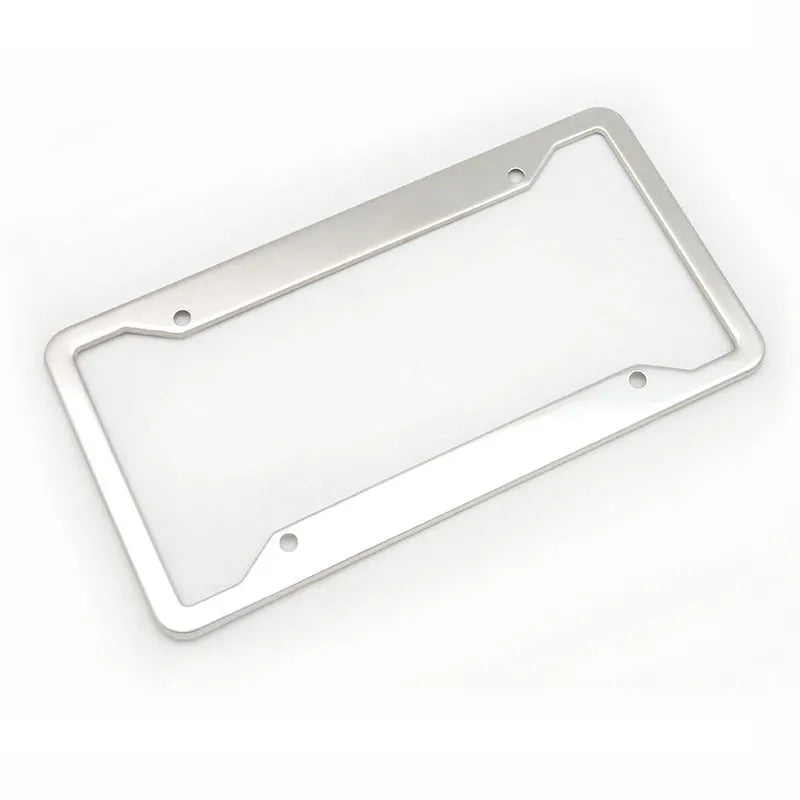 Aluminium alloy licence plate frame in four finish options showing dimensions 200×150×20mm
