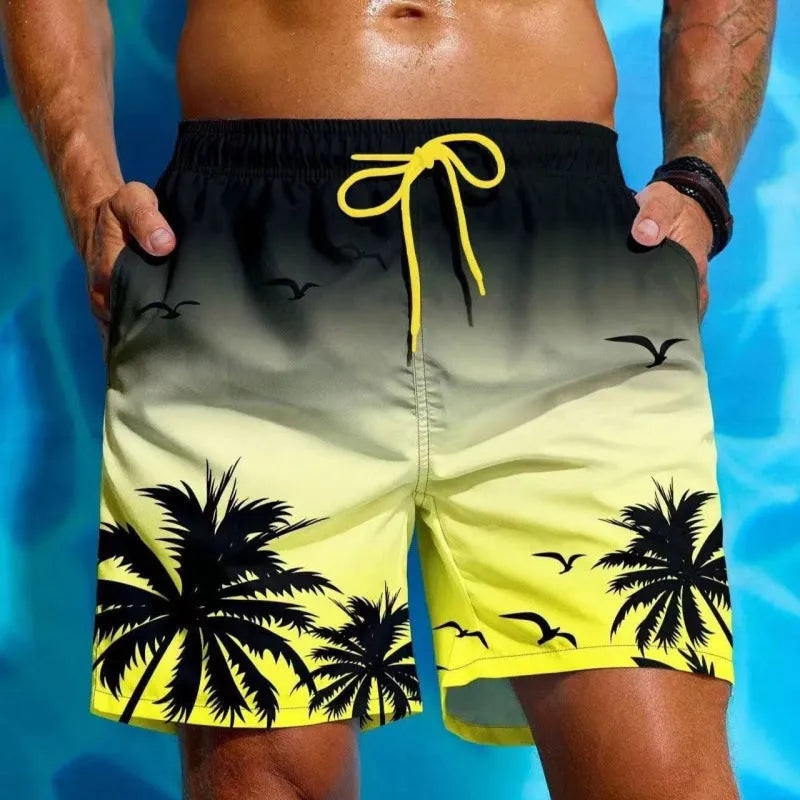 Men's ethnic style swimming trunks loose board shorts in polyester fabric