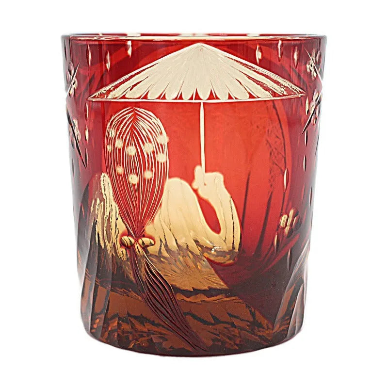 Japanese crystal glass whiskey glass in amber colour with retro style, 100ml capacity