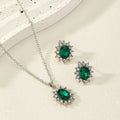 European fashion sunflower zircon ear stud necklace suit set in multiple colours for women