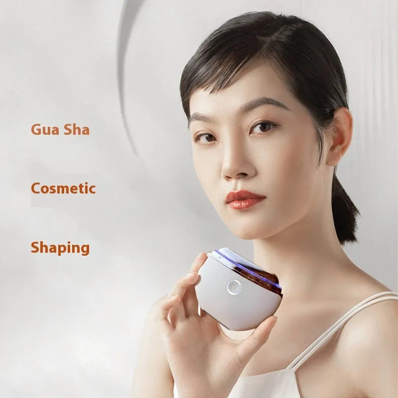 Household electric beauty scraping device with photon IPL lights in a French pattern design.