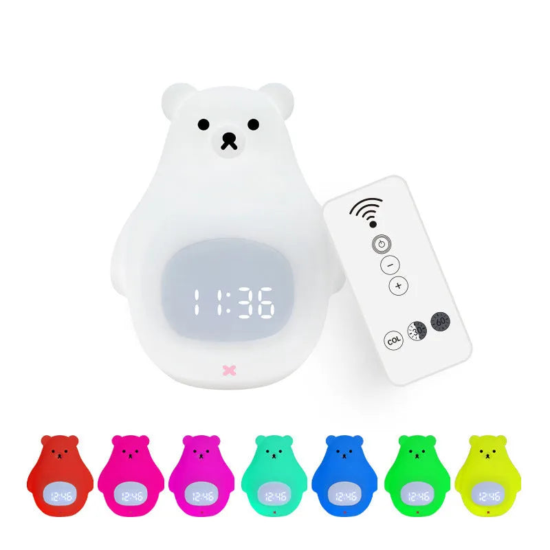 Big White Bear cartoon style silicone night light with remote control