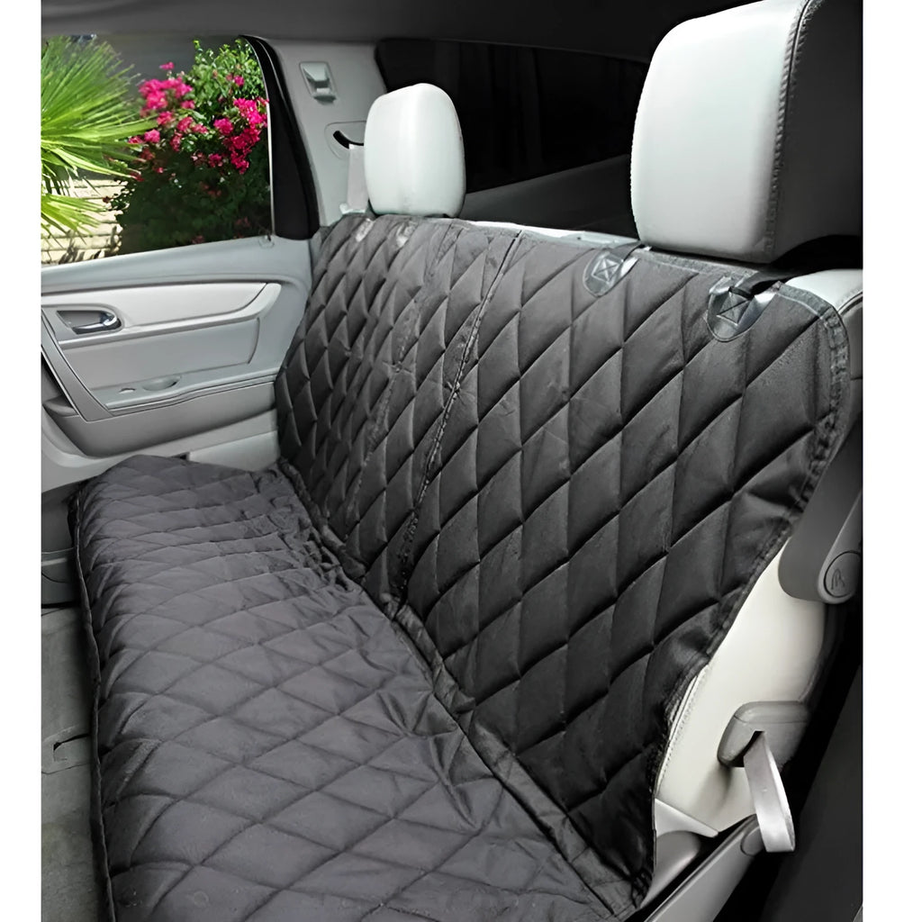 Black Oxford cloth car pet mat measuring 135x120cm with zipper fastening for rear seat protection