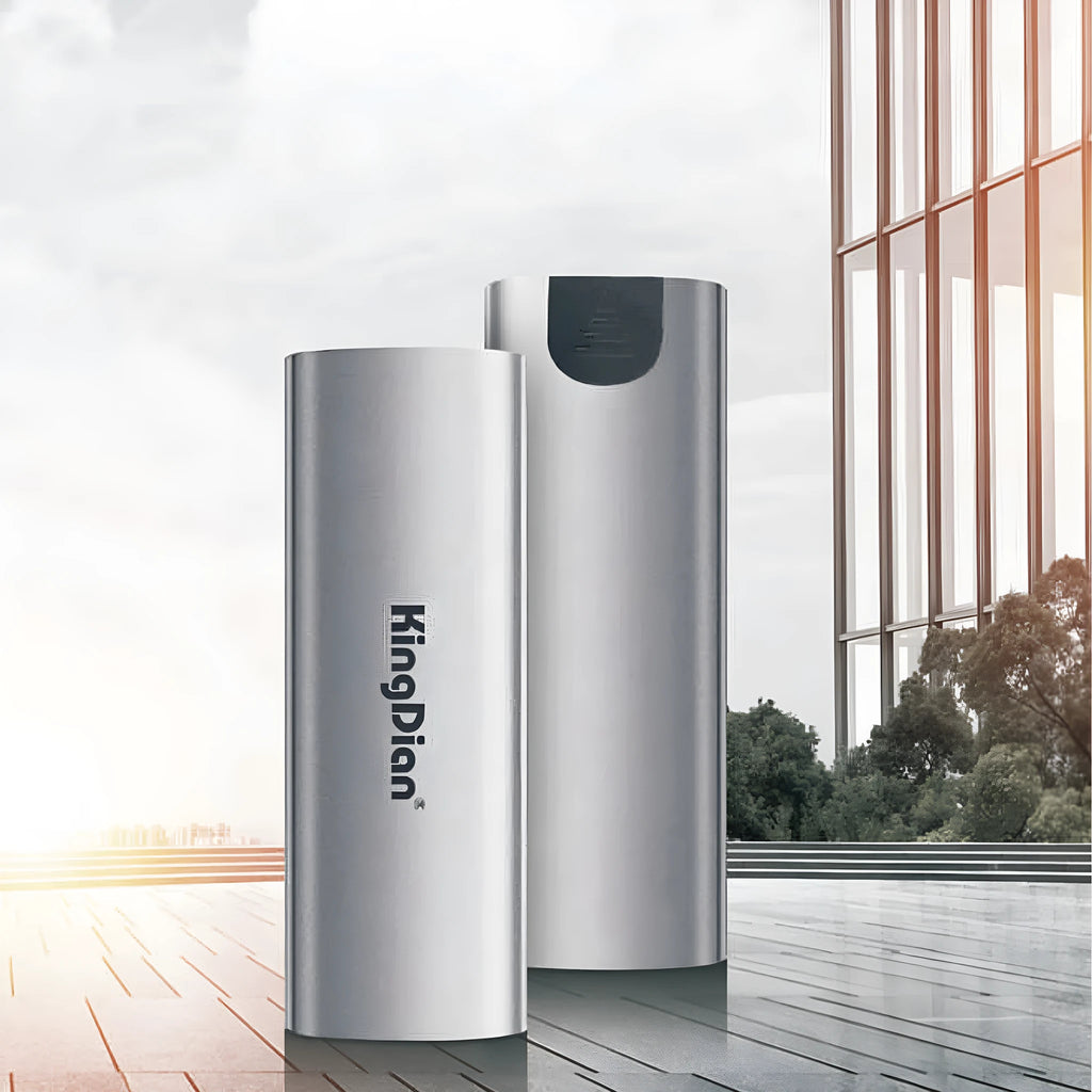 Grey aluminium USB 3.0 mobile SSD hard drive for direct phone connection storage expansion