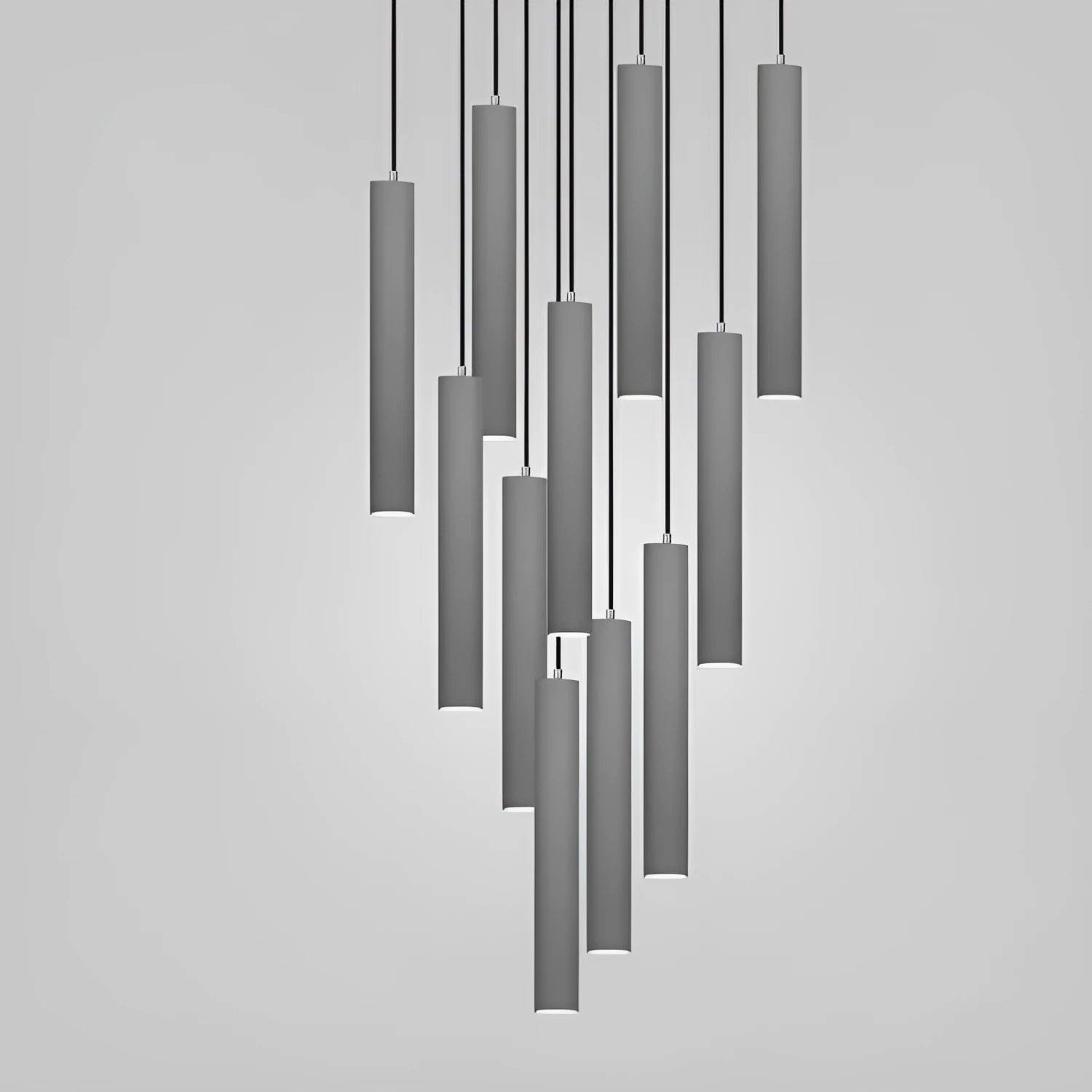 Marble chandelier concrete cement stick pendant light with fishing line suspension and adjustable height
