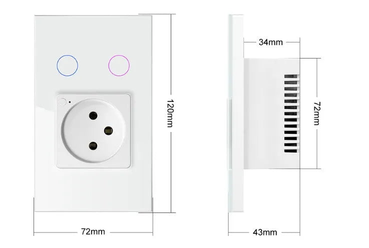 Graffiti colour column touch wall socket with blue red status light and voice control