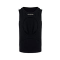Men's black and white sleeveless waistcoat with hollow thread design and round neck