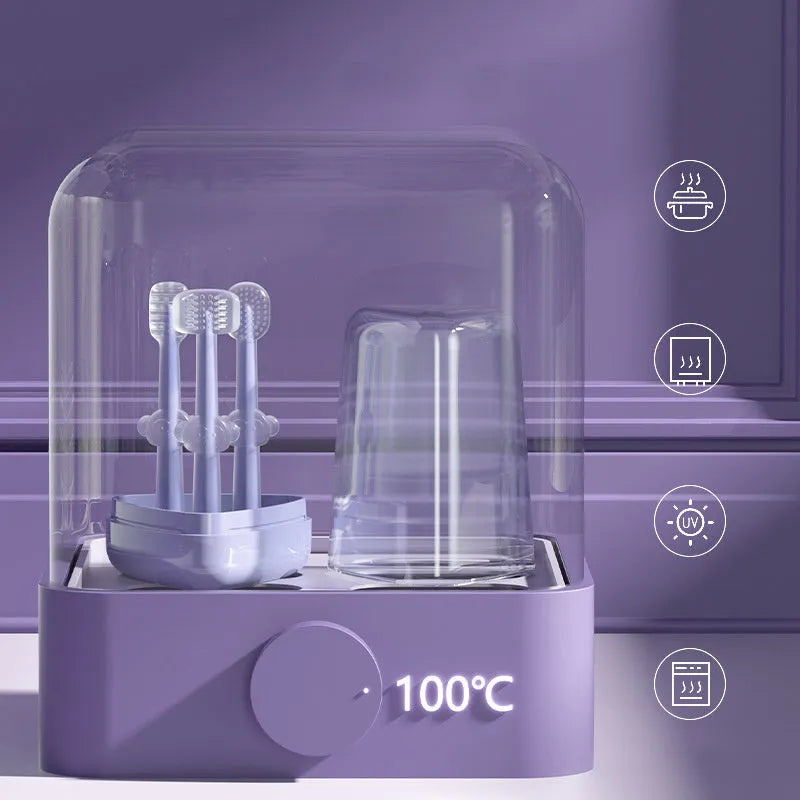 Purple flexible silicone toothbrush for cleaning dog and cat teeth