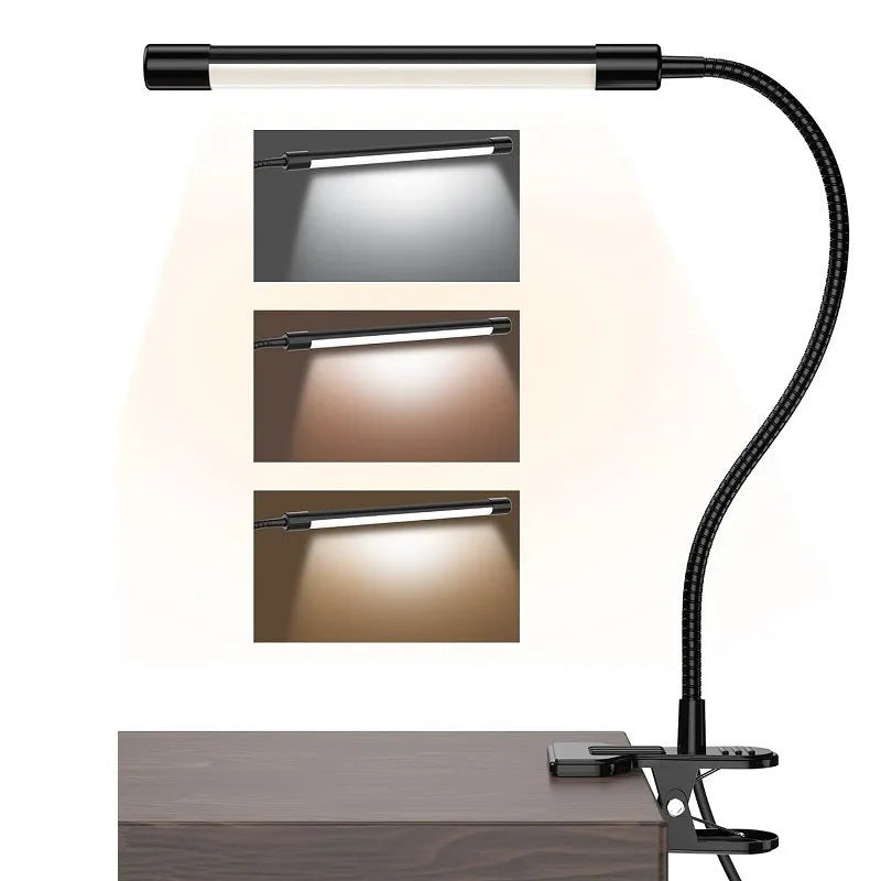 26cm black and white LED desk lamp with USB power for student study