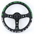 Racing competition deep concave modified steering wheel in black with alloy core and leather grip