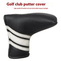 Black PU leather golf club head cover case with included push rod sleeve