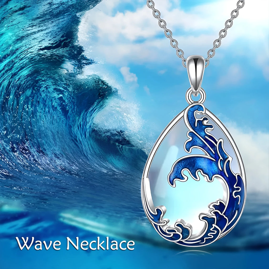 Blue heart-shaped alloy pendant necklace for women with HAILANG charm