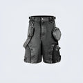 Retro high-waist loose washed denim shorts in pearl canvas knitted cotton, summer street style, high waist