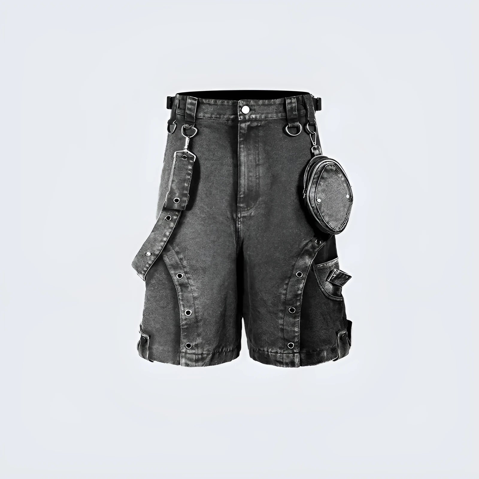 Retro high-waist loose washed denim shorts in pearl canvas knitted cotton, summer street style, high waist