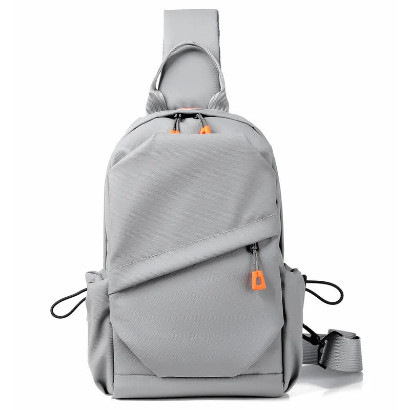 Men's black waterproof polyester crossbody bag with adjustable shoulder strap