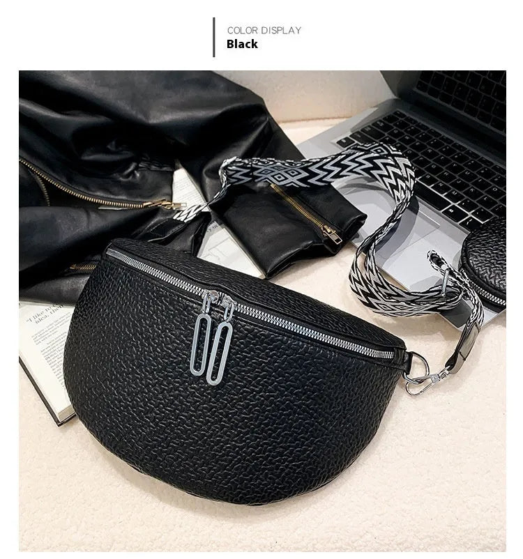 Solid colour PU crossbody bag with saddle lock zipper and sewing thread detail, beige colour, front view