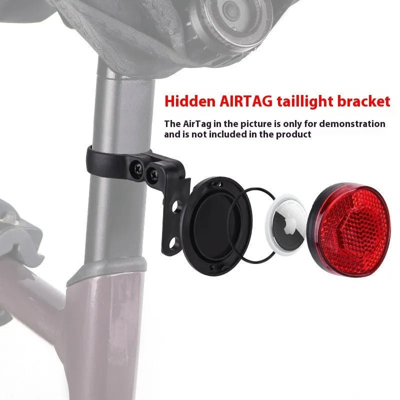 Plastic anti-theft positioning taillight bracket for bicycle seat post with reflective light in red