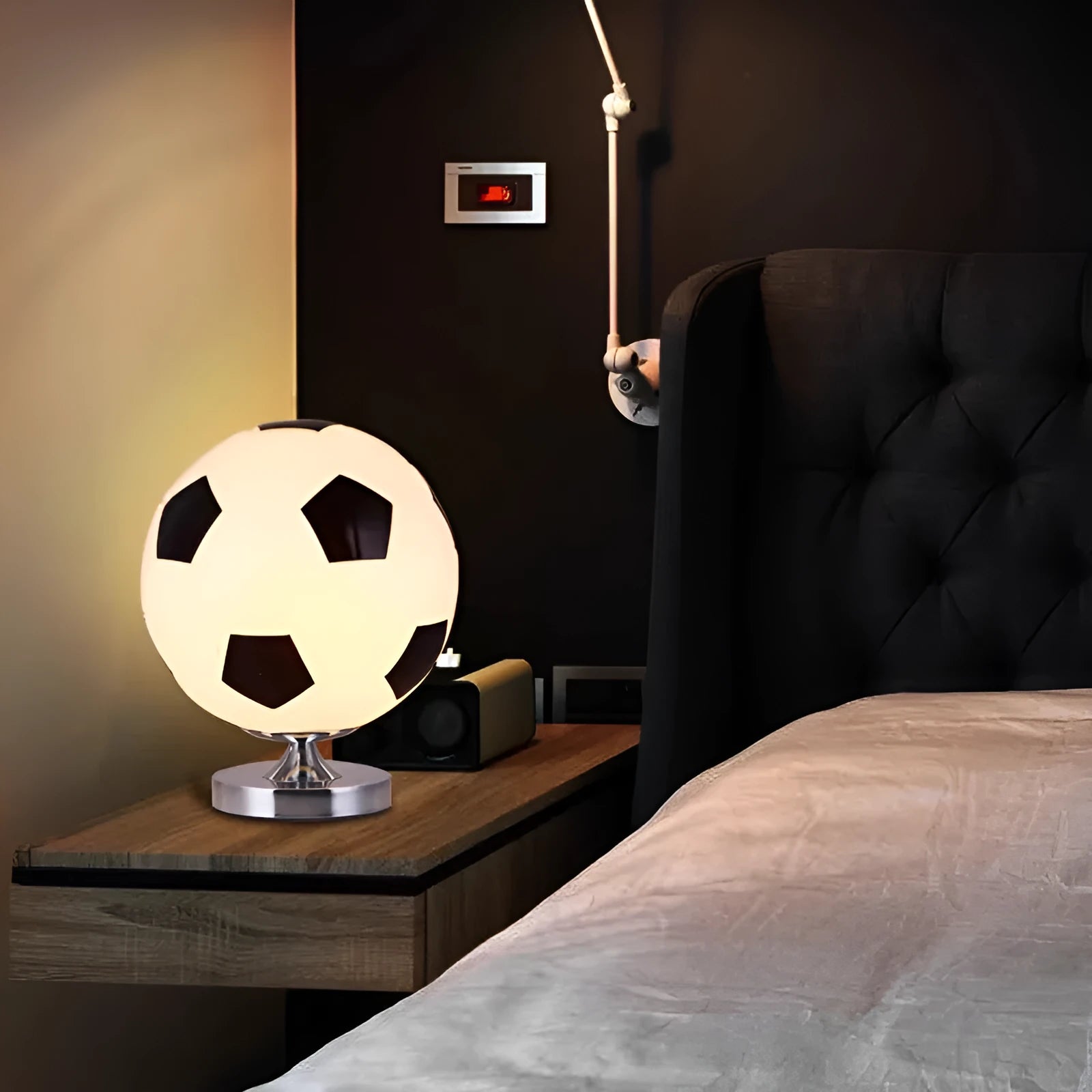 Eye protection creative glass football table lamp with dimmer switch, 20cm or 25cm height, multiple colour options