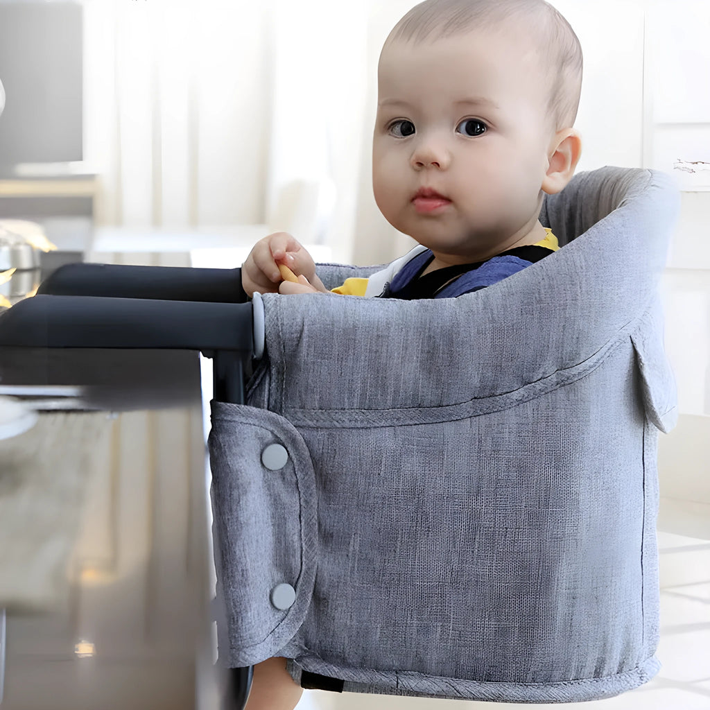 Portable baby high chair dining cover with safety belt in blue