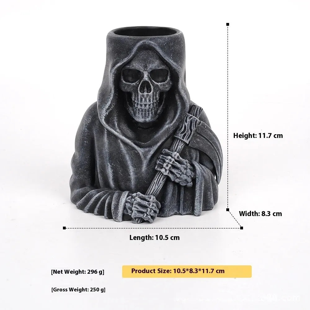 Hand-painted synthetic resin Halloween cartoon flower pot decoration showing a bandage zombie design