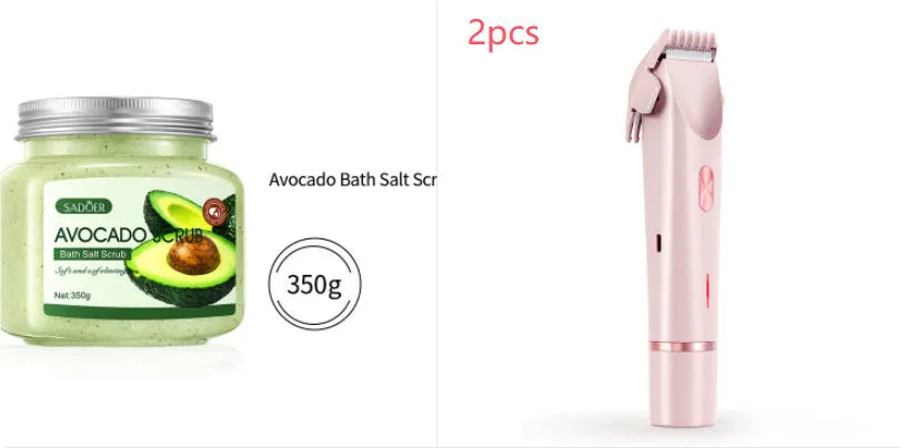 2-in-1 women's electric body hair trimmer double head shaver USB rechargeable pink for wet dry use on bikini line legs underarms
