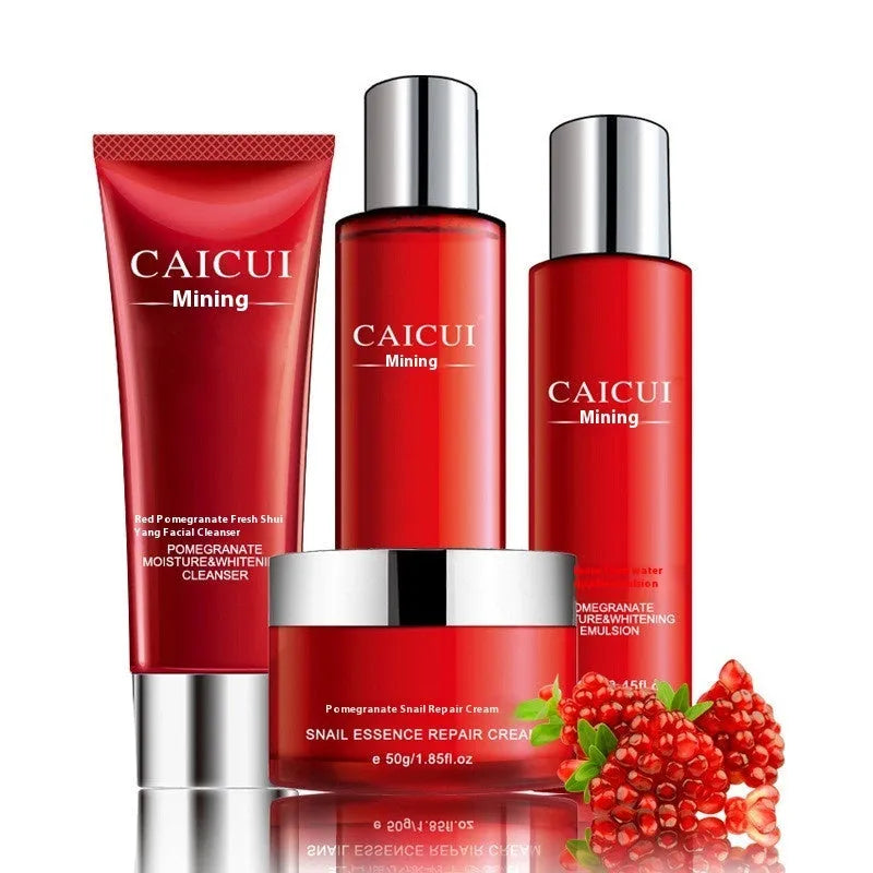 Pomegranate moisturising skincare set red packaging face wash toner lotion facial cream