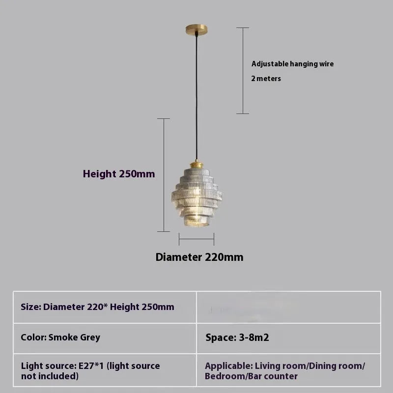 Modern light luxury small pendant light in smoky gray finish for hallway use