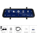 HD wired 9.66-inch driving recorder with touch screen, CarPlay, and Android Auto on a car windscreen