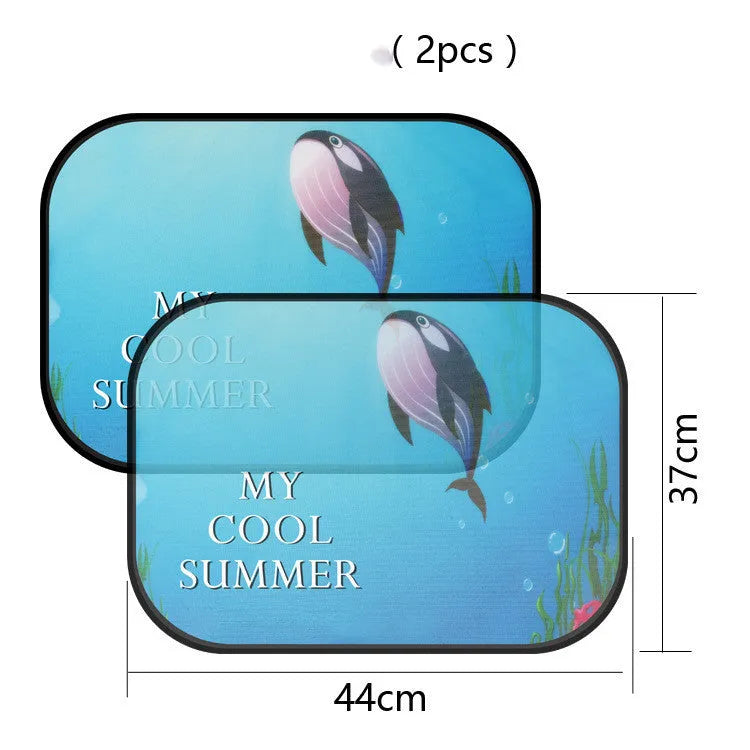 Electrostatic car side window sun shades with animal designs in nylon mesh