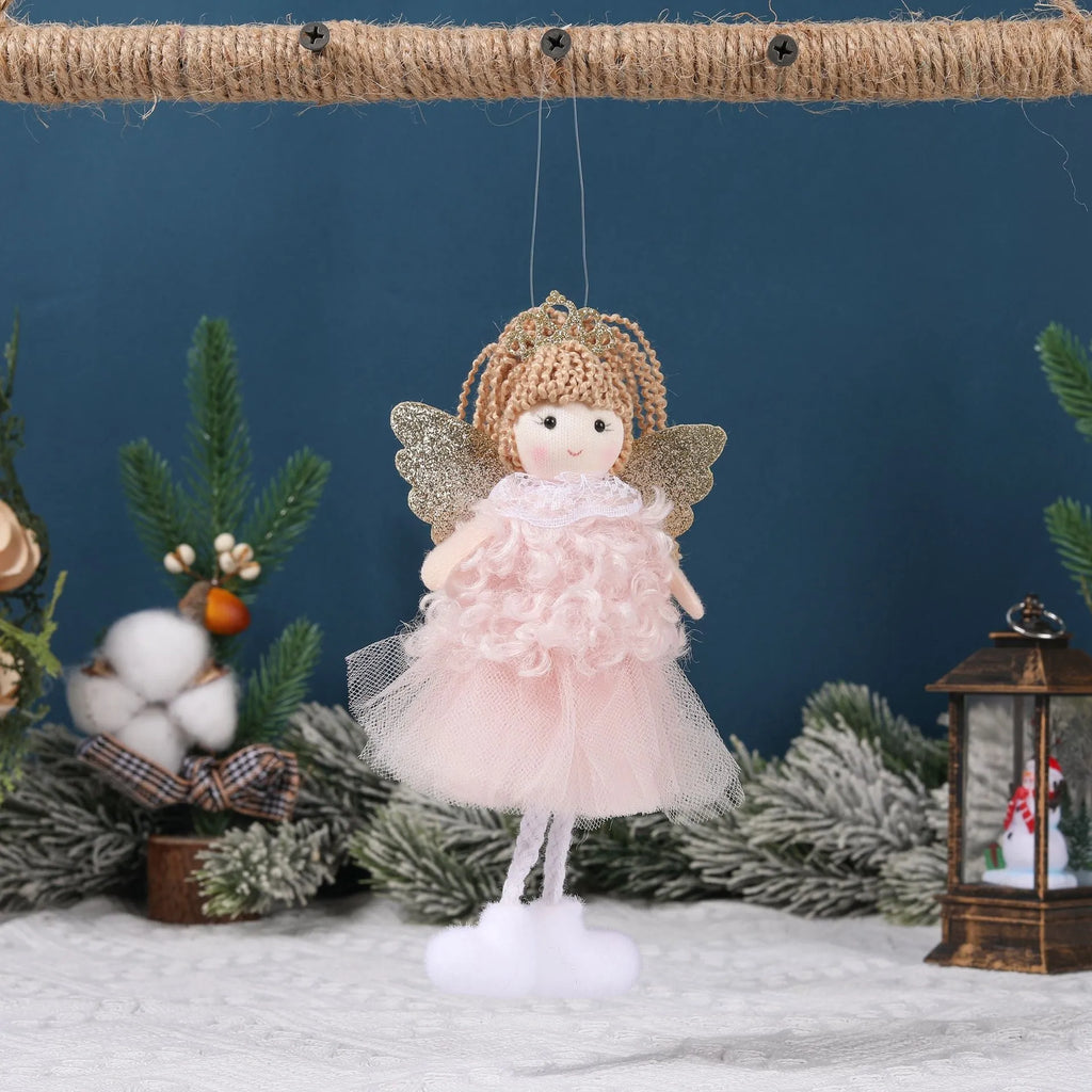 Christmas angel fabric pendant hair accessory for girls' high ponytails in cartoon style