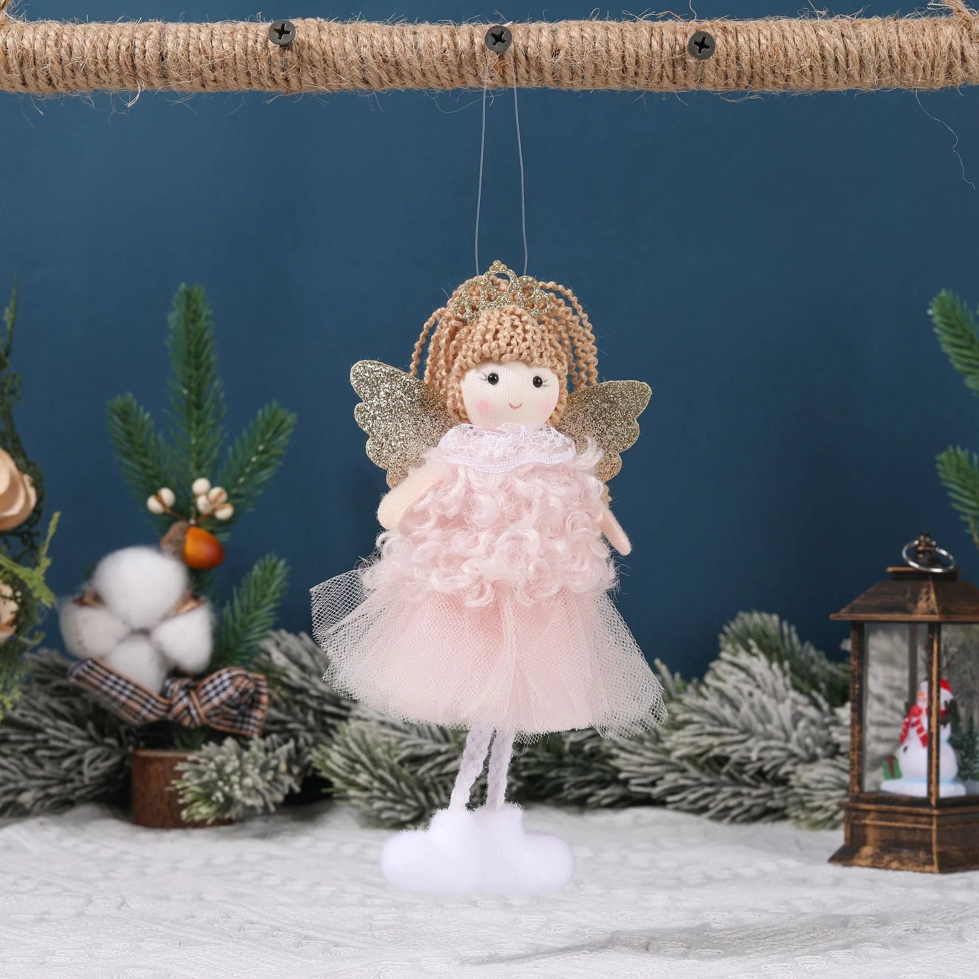 Christmas angel fabric pendant hair accessory for girls' high ponytails in cartoon style
