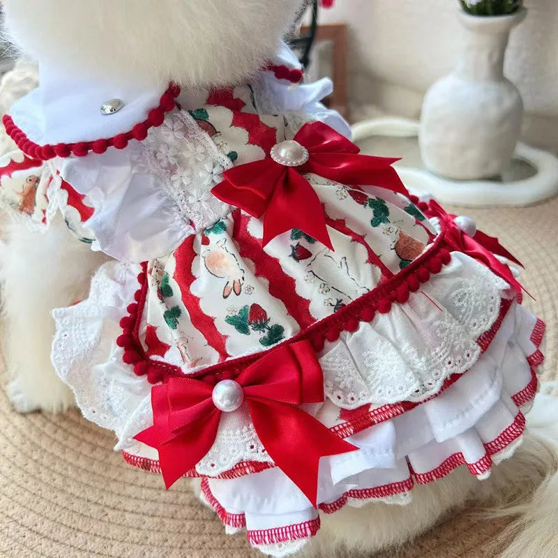 Small dog wearing polyester princess style rabbit skirt costume in various sizes
