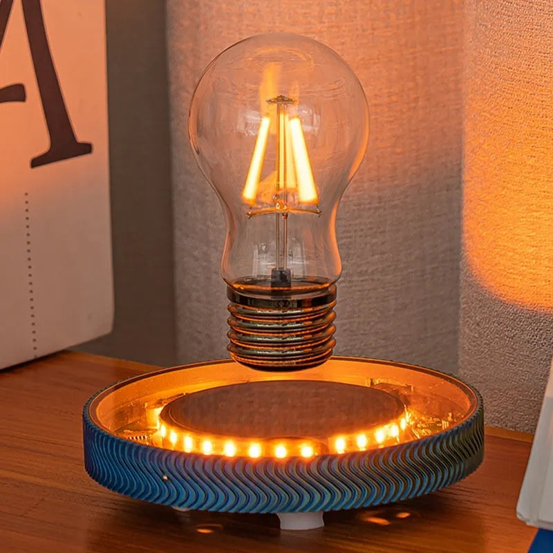 Magnetic suspension moon night lamp with 3D printed planetary design floating above base