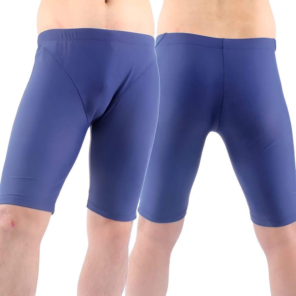 Men's quick-drying nylon swimming trunks in green with five-point loose cut and polyester lining, sizes L to XXXL
