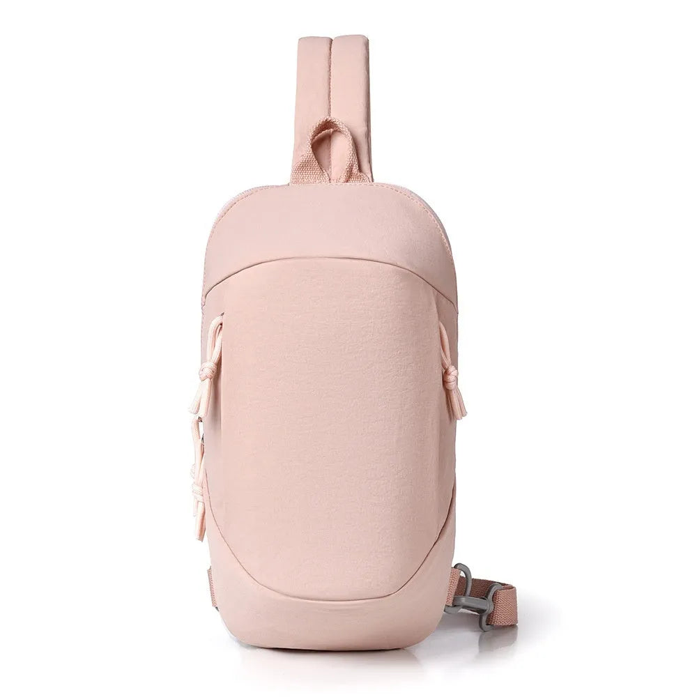 Nylon crossbody sports bag in army green with single-shoulder strap, internal phone pocket