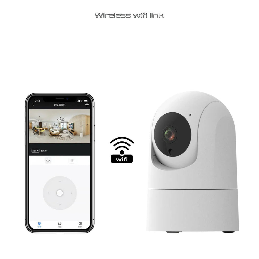 Indoor security camera with compact design showing 80mm width, 115mm height, and 3.6° lens