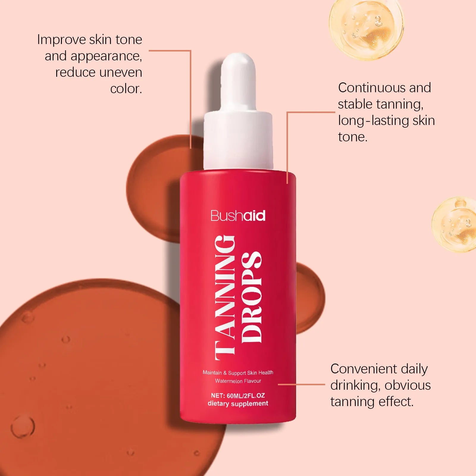 Sun-free Natural Beauty Black Drops Entrance tanning drops 60ml bottle with droplet dispenser