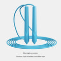 PVC fitness rope with plastic handles in peacock blue on a white background
