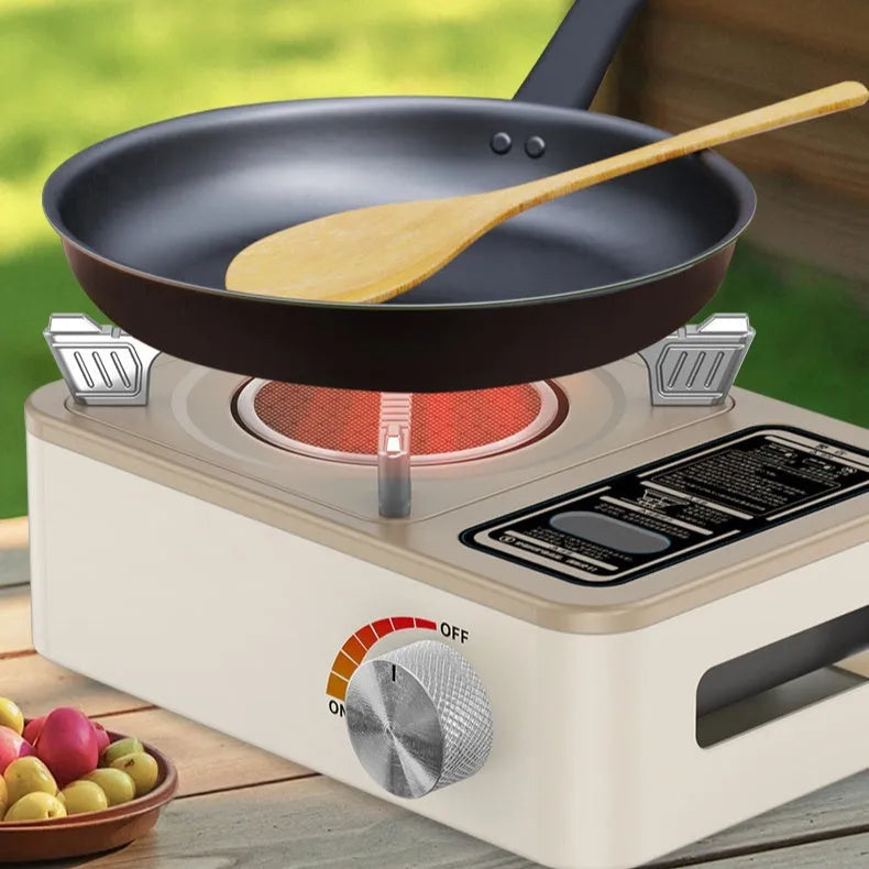 White infrared portable gas stove with stainless steel body and windproof design for outdoor camping