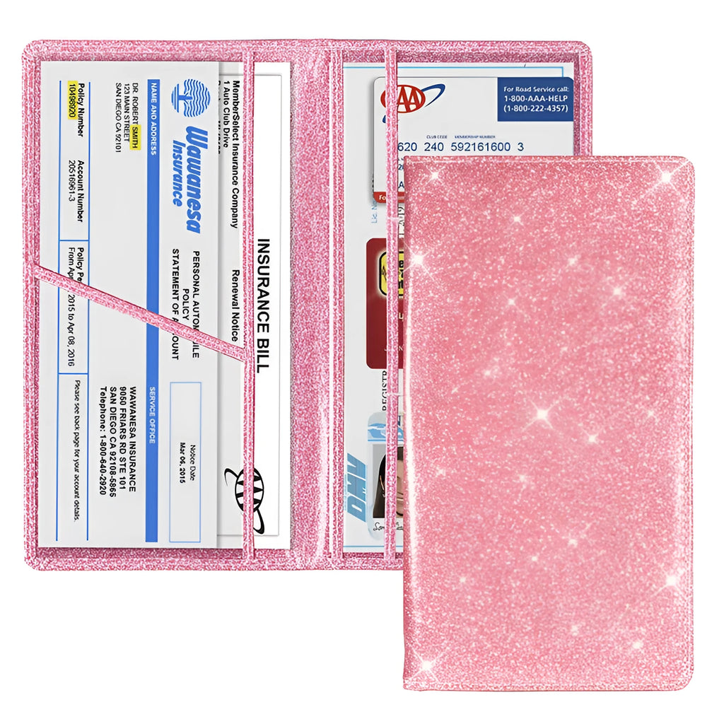 PU leather car insurance policy protective cover wallet in multiple colours for registration document storage